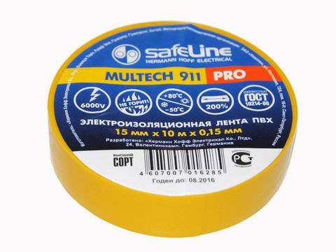 Изолента Safeline 15/20 желтый