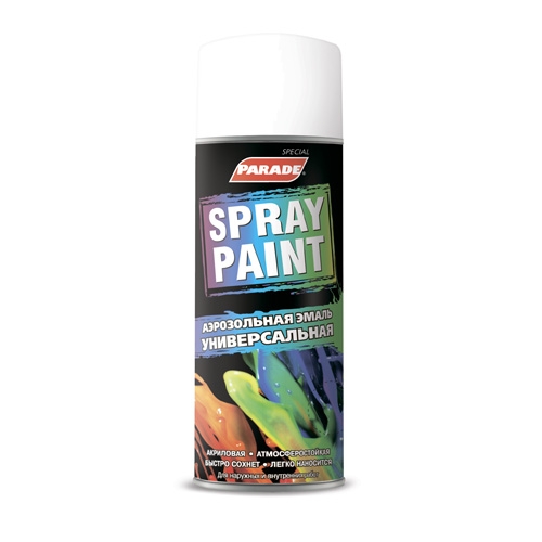 Эмаль аэрозольная Parade Spray Paint белая глянцевая