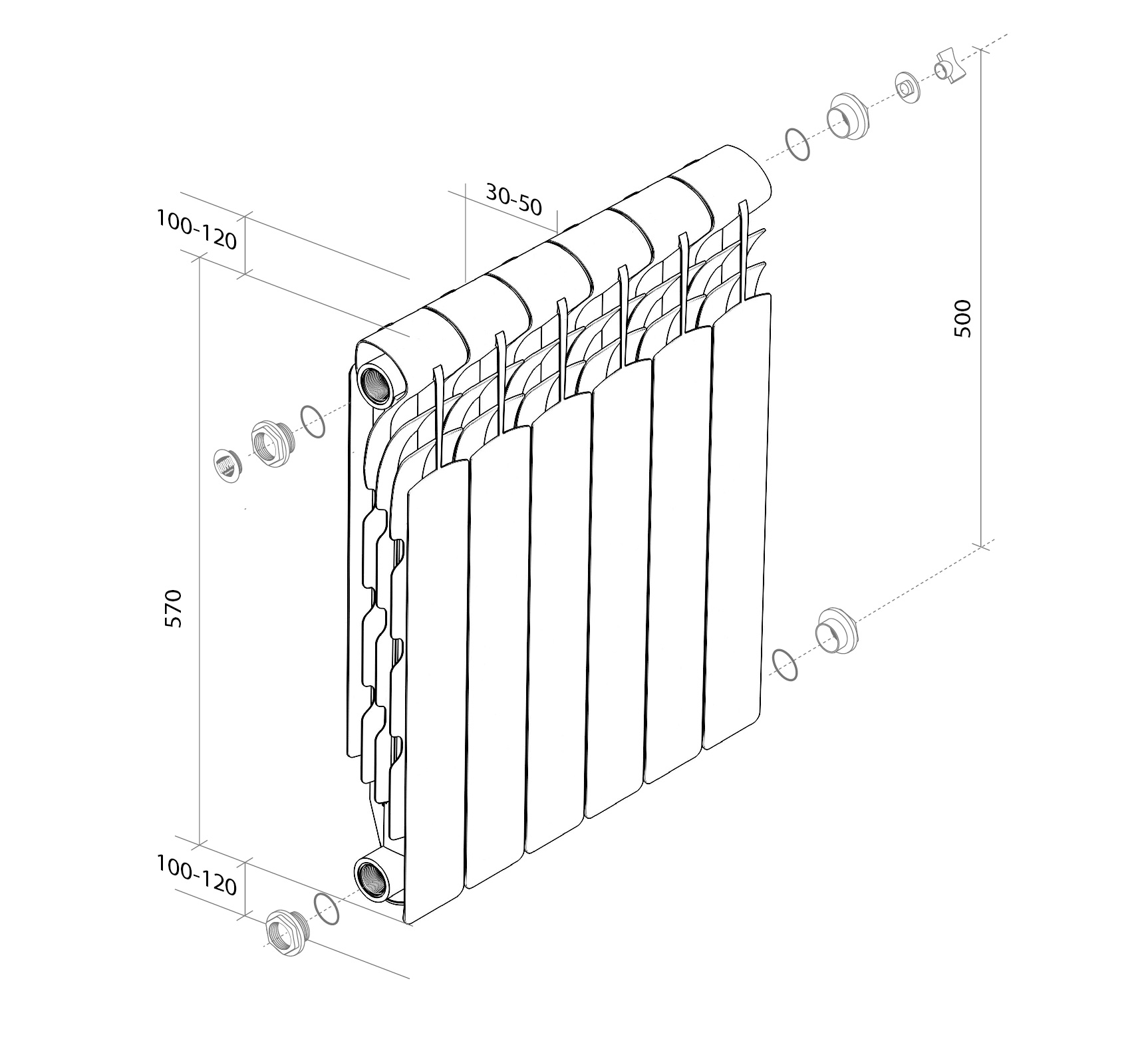 Радиатор алюминиевый  Royal Thermo Revolution 500 - 80 - 12 секц.