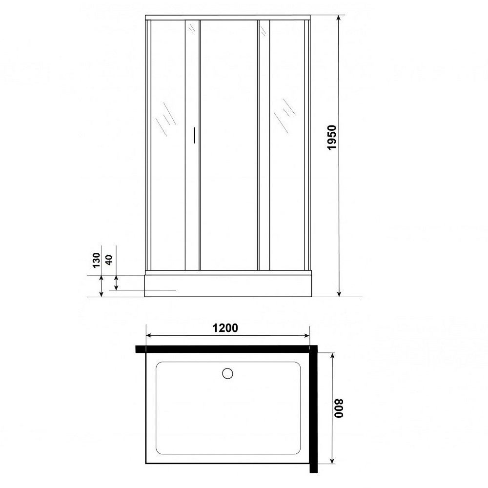 Душевой уголок  COSTABELL   SW-8021SA (1200×800×1950) низкий поддон, стекло матовое