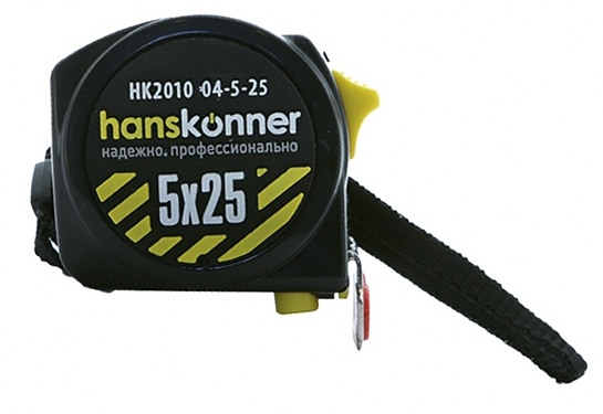 Рулетка Hanskonner HK2010-04-5-25 5мx25мм, 2 стопа, магнитный зацеп