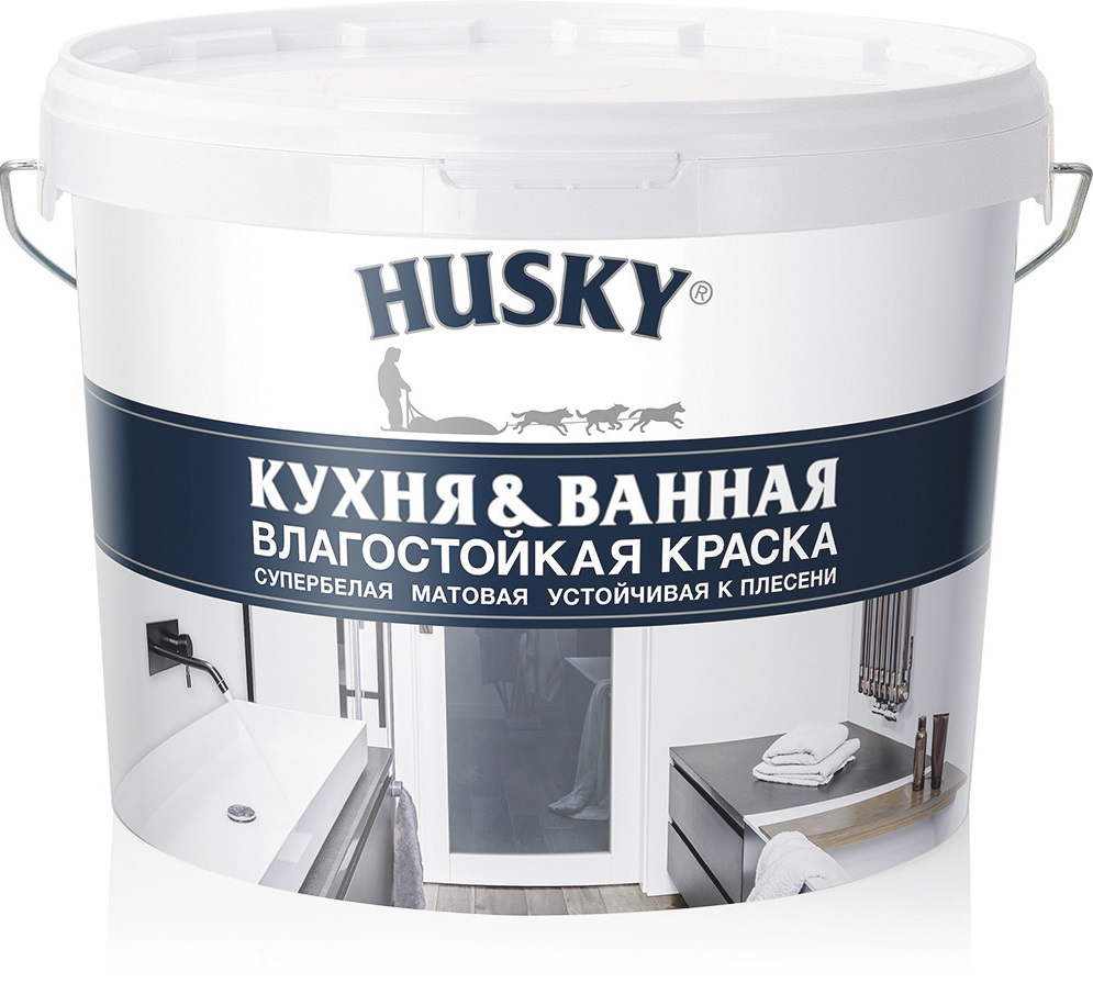 Краска для кухонь и ванных комнат Husky 9 л, белый