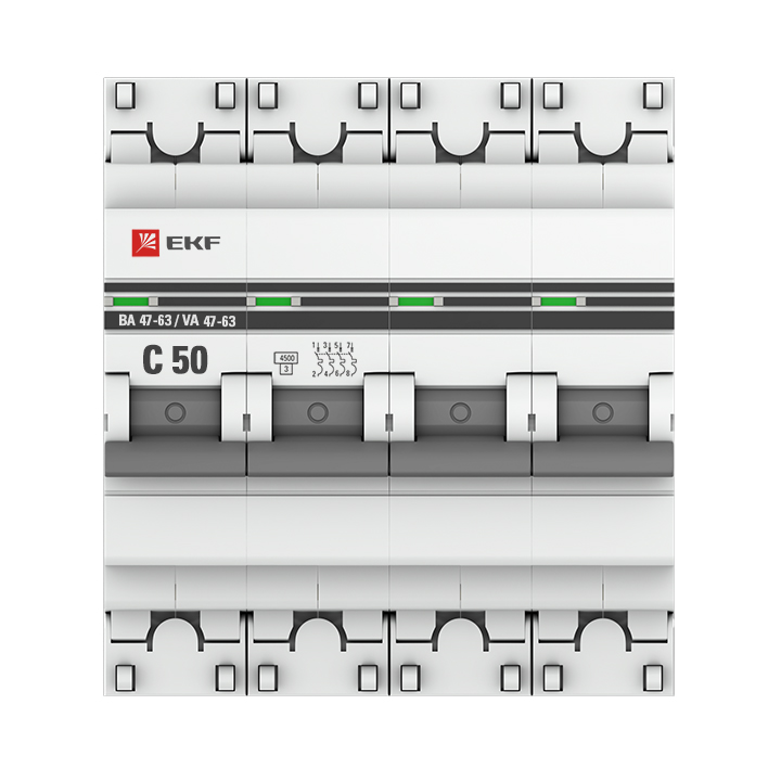 Выключатель автоматический   4п C 50А 4.5кА ВА 47-63 PROxima EKF mcb4763-4-50C-pro