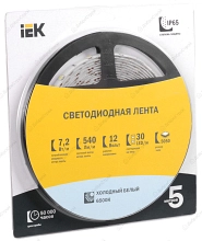 Лента IEK LED 5м блистер LSR-5050W30-7,2-IP65-12V IEK белый