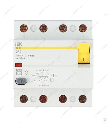 Устройство защитного отключения Иэк ВД 1-63, 4p, 25А/30мА