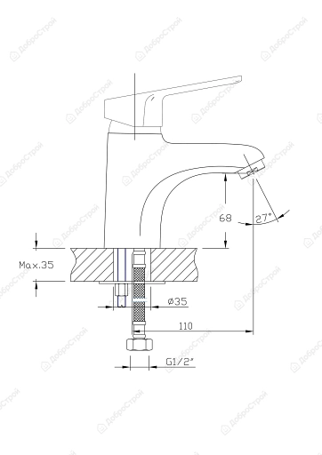 Смеситель для умывальника Arco А1023 с коротким изливом, хром