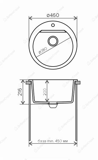 Мойка кухонная POLYGRAN Atol-460 Черный № 16