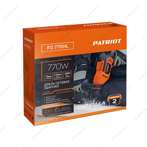 Дрель ударная Patriot FD 770HL 770Вт, БЗП