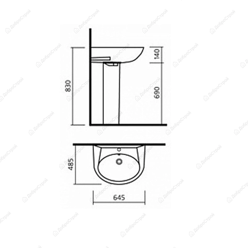 Умывальник Classic Luxe SL400101 УП, Белый, ВКС, шт