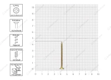 Саморез Tech-Krep 4х45 мм, универсальный, желтопассивированный, потайная головка, 14 шт