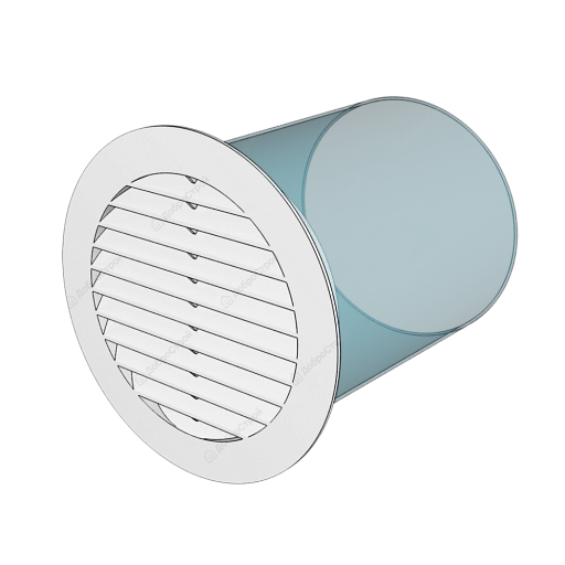 Решетка вентиляционная 12РК, круглая D150, вытяжная АБС с фланцем D125